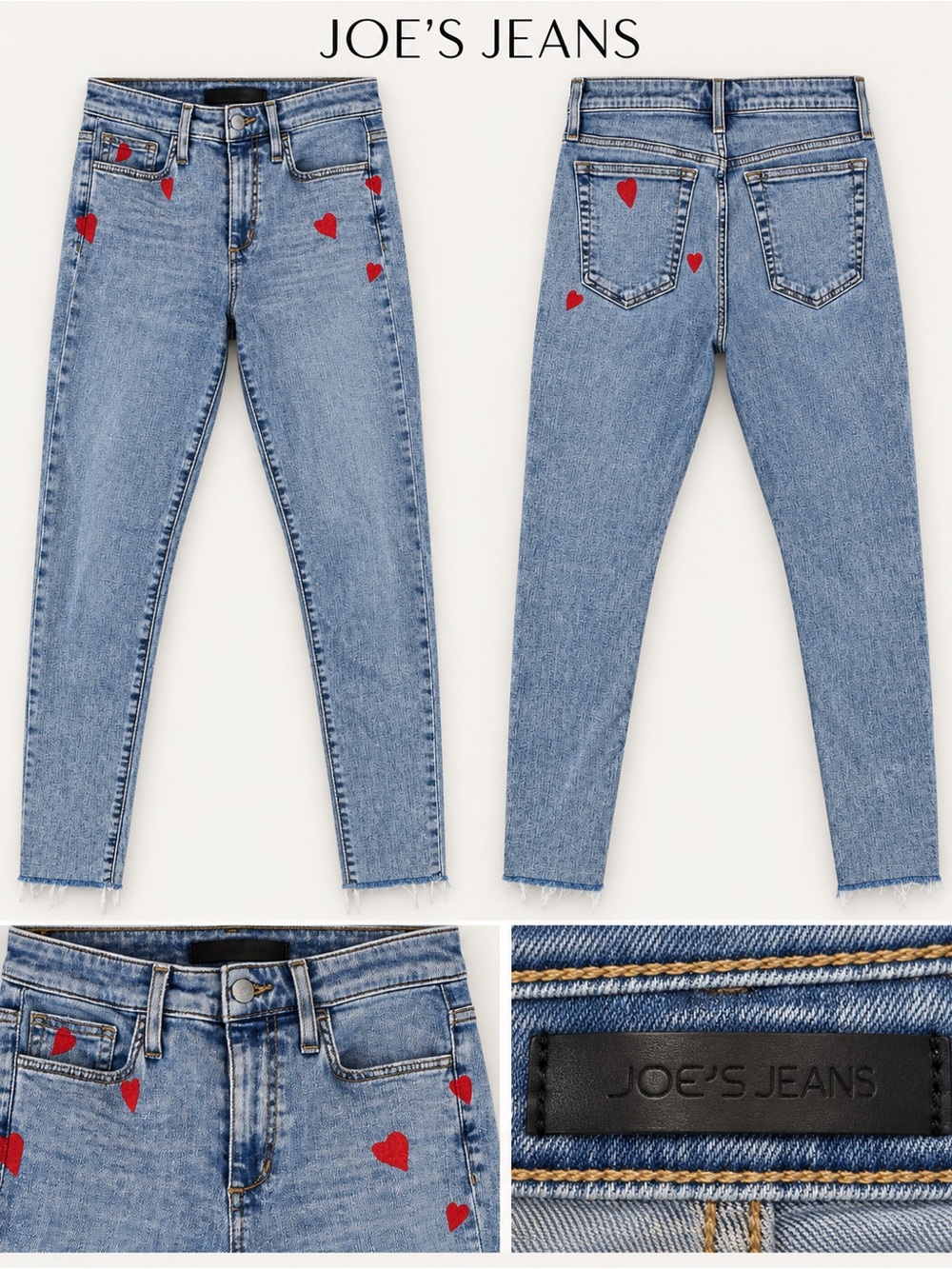 Joe's Jeans The Icon Mid Rise Skinny Ankle Heart Embroidery Size 27